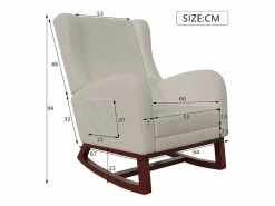 Online Mecedora, Mecedora con Reposapiés Retráctil, Mecedora de Madera Maciza con Respaldo Alto para Sala de Estar, Dormitorio, Hasta 150 kg - Beige
