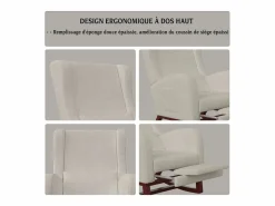 Online Mecedora, Mecedora con Reposapiés Retráctil, Mecedora de Madera Maciza con Respaldo Alto para Sala de Estar, Dormitorio, Hasta 150 kg - Beige