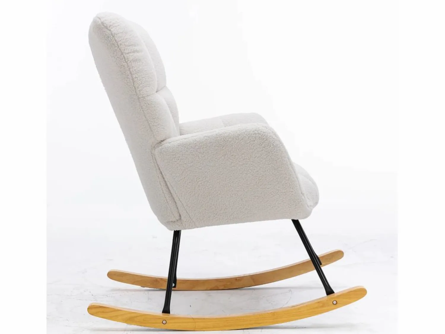 OKWISH Mecedora moderna de felpa blanca con reposabrazos y respaldo, ideal para salón y dormitorio