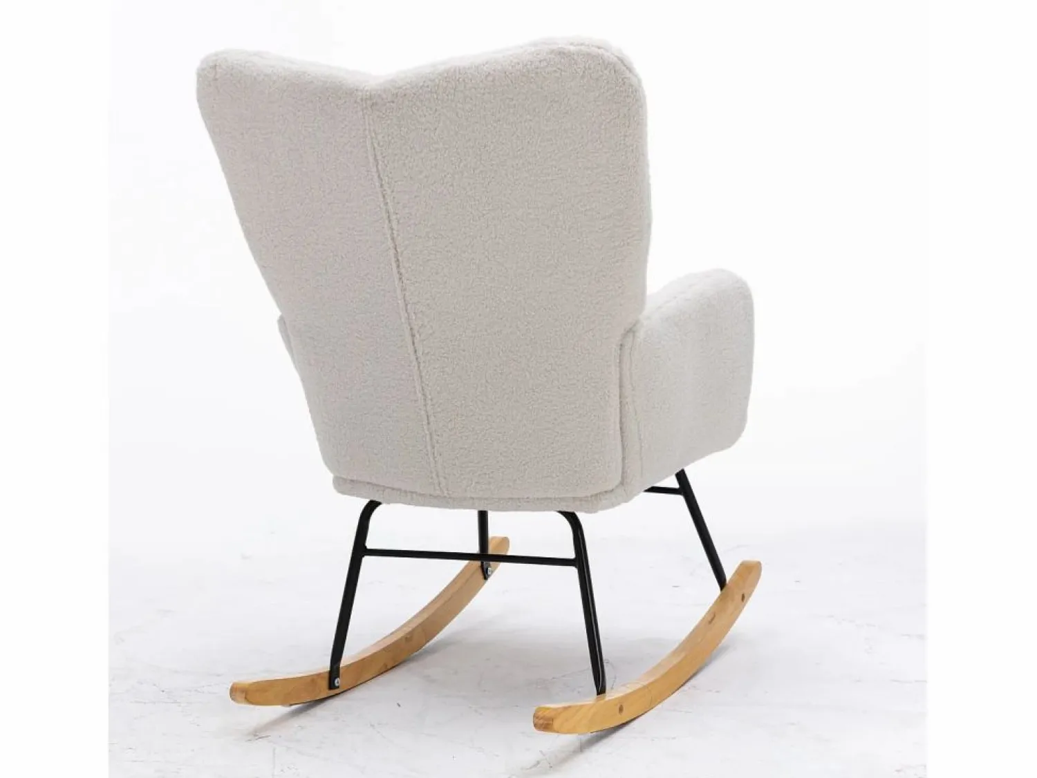 OKWISH Mecedora moderna de felpa blanca con reposabrazos y respaldo, ideal para salón y dormitorio