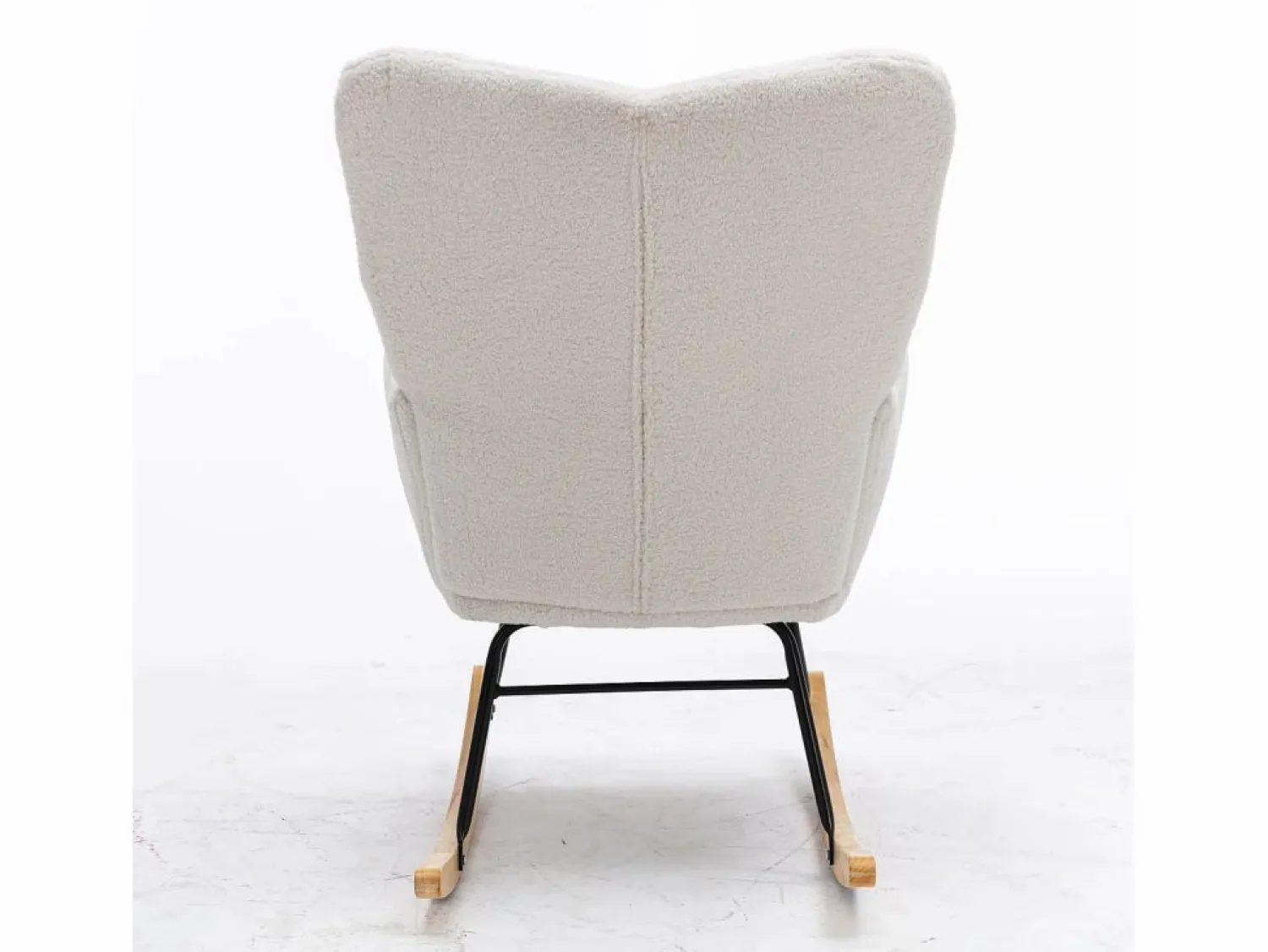 OKWISH Mecedora moderna de felpa blanca con reposabrazos y respaldo, ideal para salón y dormitorio