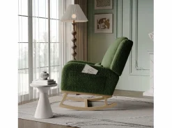 Mecedora moderna en tela de peluche con asiento acolchado de espuma y estructura de madera