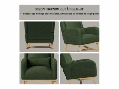 Mecedora moderna en tela de peluche con asiento acolchado de espuma y estructura de madera