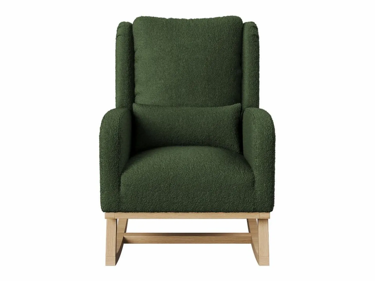 Mecedora moderna en tela de peluche con asiento acolchado de espuma y estructura de madera