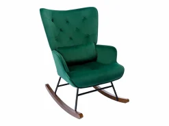 Mecedora moderna tapizada en terciopelo para sala de estar, con respaldo alto y patas de madera, color oscuro Sillón Balancín|Sillón De Piel