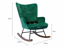 Mecedora moderna tapizada en terciopelo para sala de estar, con respaldo alto y patas de madera, color oscuro Sillón Balancín|Sillón De Piel