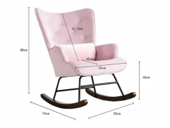 Mecedora moderna tapizada en terciopelo para sala de estar, mecedora con respaldo alto y patas de madera, color
