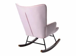 Mecedora moderna tapizada en terciopelo para sala de estar, mecedora con respaldo alto y patas de madera, color