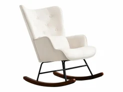 Sale Mecedora moderna tapizada en terciopelo para sala de estar, con respaldo alto y patas de madera, color Sillón Balancín|Sillón De Piel