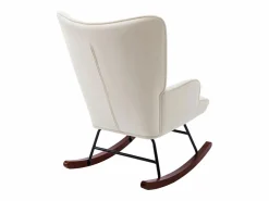 Sale Mecedora moderna tapizada en terciopelo para sala de estar, con respaldo alto y patas de madera, color Sillón Balancín|Sillón De Piel