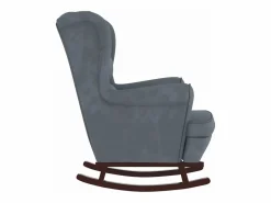Clearance vidaxl Mecedora orejera de terciopelo oscuro y madera maciza Gris