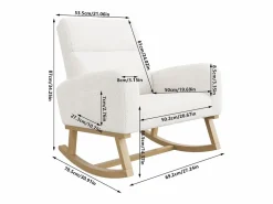 Best Mecedora, sillón relax, con bolsillos y patas de madera, terciopelo Teddy beige Sillón Balancín