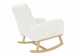Best Mecedora, sillón relax, con bolsillos y patas de madera, terciopelo Teddy beige Sillón Balancín