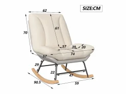 Hot Mecedora tapizada con respaldo ajustable para sala de estar y dormitorio Blanco