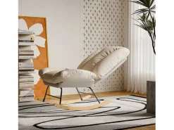 Hot Mecedora tapizada con respaldo ajustable para sala de estar y dormitorio Blanco