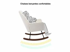 Mecedora tapizada en terciopelo con soporte lumbar, ideal para sala de estar y guardería, color Sillón Balancín|Sillón De Piel