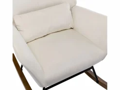 Mecedora tapizada en terciopelo con soporte lumbar, ideal para sala de estar y guardería, color Sillón Balancín|Sillón De Piel