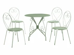 Best MYLIA Mesa + 4 sillas jardín metal hierro forjado - GUERMANTES Verde almendra