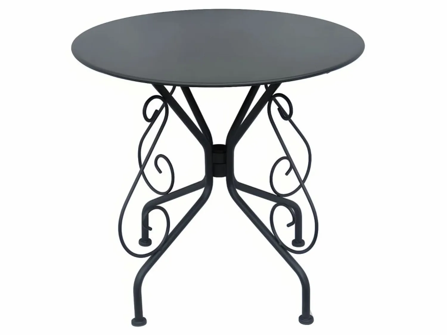 MYLIA Mesa + 4 sillones jardín estilo hierro forjado gris - GUERMANTES
