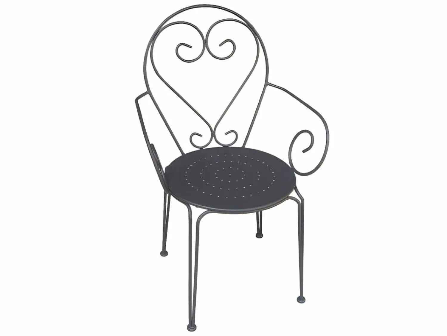 MYLIA Mesa + 4 sillones jardín estilo hierro forjado gris - GUERMANTES