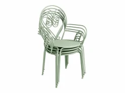 Hot MYLIA Mesa + 4sillones jardín metal hierro forjado - GUERMANTES Verde almendra
