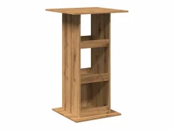 Clearance Clicnbuy Mesa alta bar con almacenaje madera roble artisian 60x60x102 cm Marru00f3n