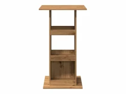 Clearance Clicnbuy Mesa alta bar con almacenaje madera roble artisian 60x60x102 cm Marru00f3n