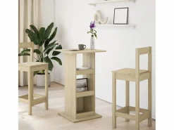 Clicnbuy Mesa alta bar con almacenaje madera roble Sonoma 60x60x102 cm