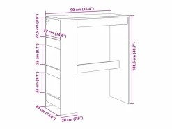 Online Clicnbuy Mesa alta bar con estantes madera Sonoma 90x47,5x103,5 cm Gris