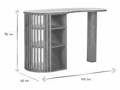 Discount Mesa alta con almacenaje de madera maciza de mango 90 cm LOBIO Mueble Bar