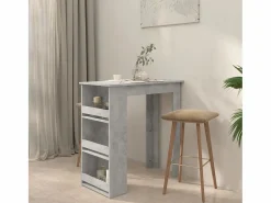 Clicnbuy Mesa alta con estante almacenaje hormigón 102x50x103,5 cm