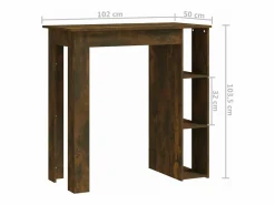 Clicnbuy Mesa alta con estante roble Sonoma 102x50x103,5 cm Marru00f3n