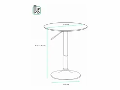 Kayelles Mesa Alta de Bar Ø60 cm – Altura Regulable y Giratoria – Diseño Moderno SETI (-i) Negro