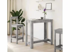 Clicnbuy Mesa alta de bar madera ingeniería hormigón 102x50x103,5cm