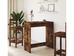 Online Clicnbuy Mesa alta de bar madera ingeniería roble ahumado 102x50x103,5cm Marru00f3n