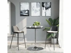 Clicnbuy Mesa alta de bar madera ingeniería y acero negra 60x60x90 cm