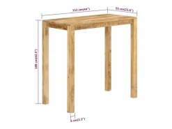 Clicnbuy Mesa alta de bar madera maciza de mango 112x55x108 cm