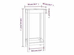Mesa alta de bar madera maciza de pino 50x50x110 cm Mueble Bar