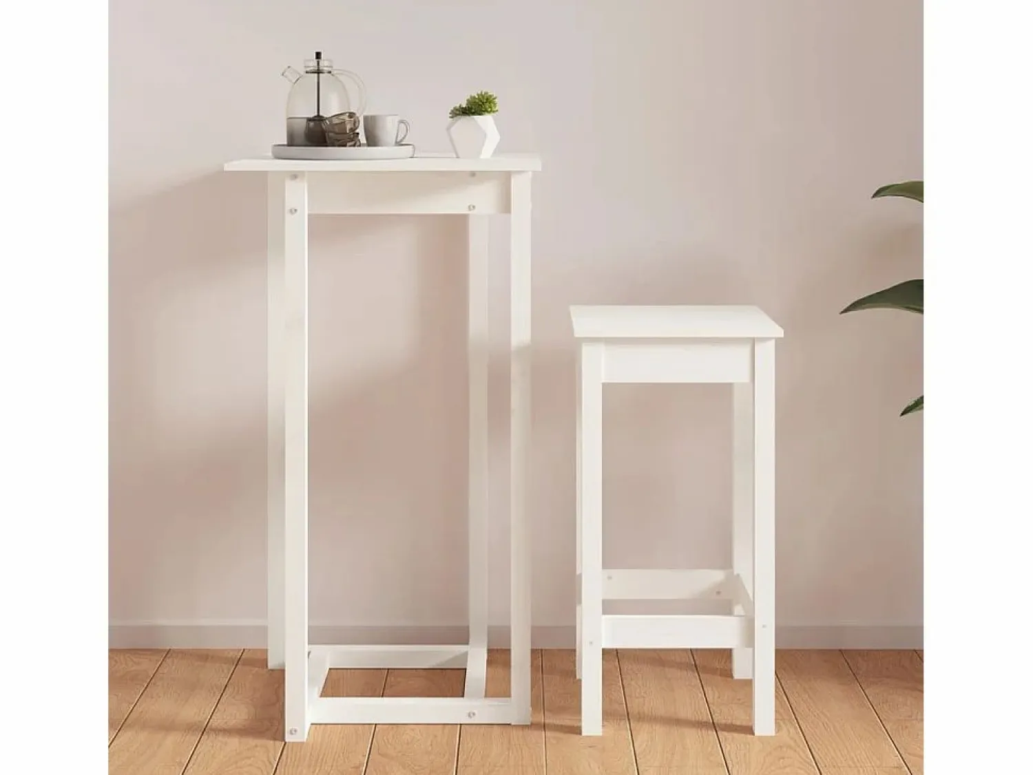 Discount Clicnbuy Mesa alta de bar madera maciza de pino 60x60x110 cm Blanco