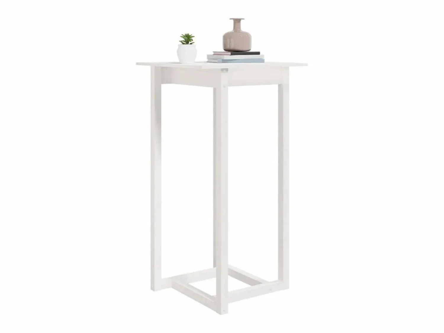 Discount Clicnbuy Mesa alta de bar madera maciza de pino 60x60x110 cm Blanco