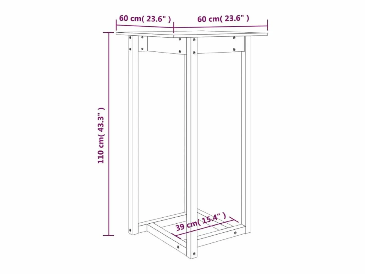 Discount Clicnbuy Mesa alta de bar madera maciza de pino 60x60x110 cm Blanco