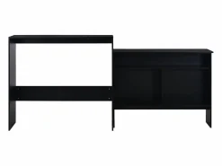 Clicnbuy Mesa alta de cocina con 2 encimeras negra 130x40x120 cm