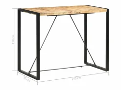 Hot Clicnbuy Mesa alta de cocina de madera maciza de mango 140x70x110 cm Marru00f3n
