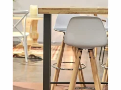 Online ADEC Mesa alta de comedor Loft diseño nórdico roble Nordish/negro 100x120x70 cm Color natural claro