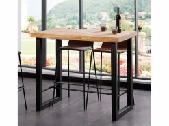 Online ADEC Mesa alta de comedor Loft diseño nórdico roble Nordish/negro 100x120x70 cm Color natural claro