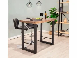 Hot Mesa alta de comedor Loft diseño nórdico roble American/negro 100x120x70 cm Mesa Alta