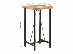 Sale Mesa alta de hierro y madera maciza de mango 55x55x107 cm Mesa Alta