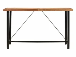 Online vidaxl Mesa alta de hierro y madera maciza de acacia 180x70x107 cm Color natural claro