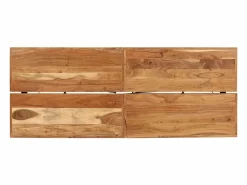 Online vidaxl Mesa alta de hierro y madera maciza de acacia 180x70x107 cm Color natural claro