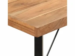 Online vidaxl Mesa alta de hierro y madera maciza de acacia 180x70x107 cm Color natural claro
